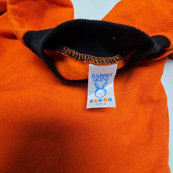 Girls Fleece long Sleeve Orange Black Fall Halloween Rabbit Skins 3 4 Made in US - Picture 4 of 9